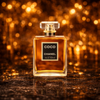 Chanel Coco eau de parfume. flakon placeret på sort marmorbord 